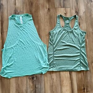 Set of 2 Green Women’s Athletic Tanks | Size L | NWOT | Moisture Wicking